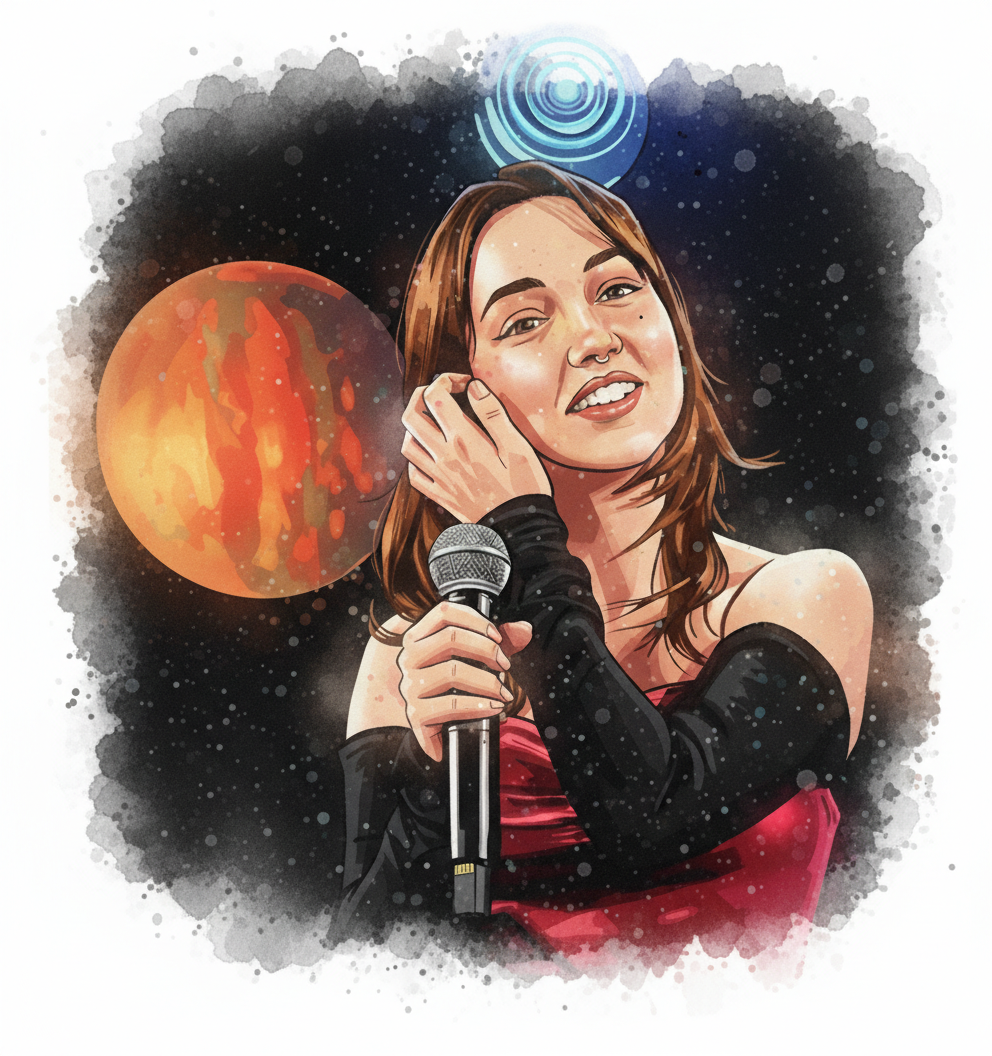 Piosenkarka z mikrofonem